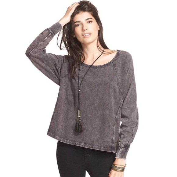 Free People Tops - FP Stone Wash Gray Oversized Top